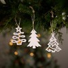 Decorative Wood Christmas Tree Ornament White Finish 3 inch – 9 Pieces by Melrose - 2 of 4