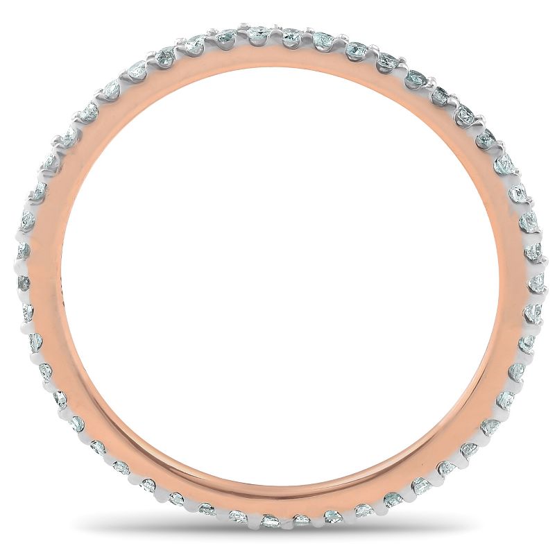 Pompeii3 3/8ct Diamond Eternity Ring 14k Rose Gold Womens Stackable Wedding Band, 2 of 5