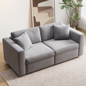 Buenhomino Modern DIY Sectional Sofa, Modular Sectional Couches for Living Room，Light Gray Velvet - 1 of 4