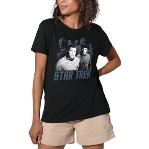 Women's Star Trek Kirk Spock And Company Loose T-Shirt Black - 1 of 4