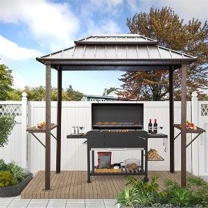 8'x6' Grill Gazebo Hardtop, Aluminum BBQ Gazebo with Double Galvanized Roof & Side Shelves, Outdoor Hardtop Gazebo for Patio Lawn Garden Deck - 1 of 4