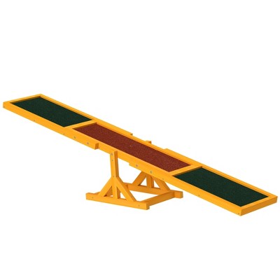 PawHut Wooden Dog Agility Seesaw for Training and Exercise, Platform Equipment Run Game Toy Weather Resistant Pet Supplies