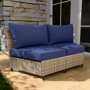 EAGLE PEAK Coastal Vista Curved Outdoor Wicker Sofa with Cushions, Patio Furniture Sets Outdoor Sectional Patio Conversation Set - 1 of 4