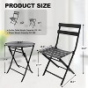 3 Pieces Folding Patio Furniture Sets with Table & 2 Chairs, Heavy-Duty Flat Tube Metal Frame for Balcony Lawn Garden Poolside - 3 of 4