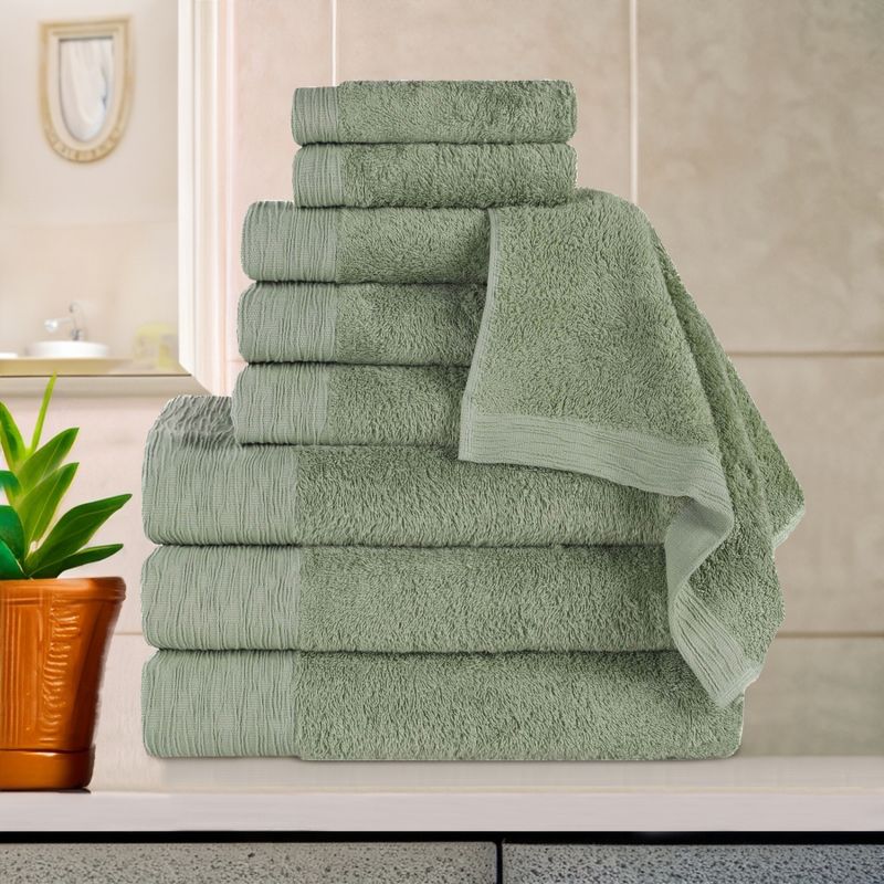 Rayon From Bamboo Cotton Blend Hypoallergenic Solid 9 Piece Bathroom Towel Set by Blue Nile Mills, 2 of 9