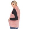 Women's Zip up High Pile Fleece Vest -White Mark - 3 of 4