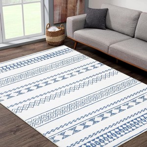 2x8 Hallway Runner Rug, Washable Kitchen Runner, Non-Slip, Geometric Boho Design, Stain-Resistant Moroccan Style Rug for Kitchen and Living Room - 1 of 4