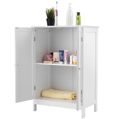 Tangkula Bathroom Storage Cabinet with Double Doors Wooden Cupboard Shoe Cabinet