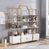 Modern 78 Inch 4 Tiers Home Office Bookcase Bookshelf, Storage Cabinet Display Shelf with X Bar Gold Frame White Shelves for Living Room,Office - 2 of 4