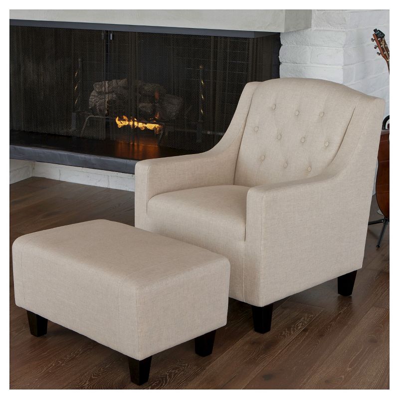 Elaine Tufted Fabric Chair and Ottoman - Christopher Knight Home, 5 of 6