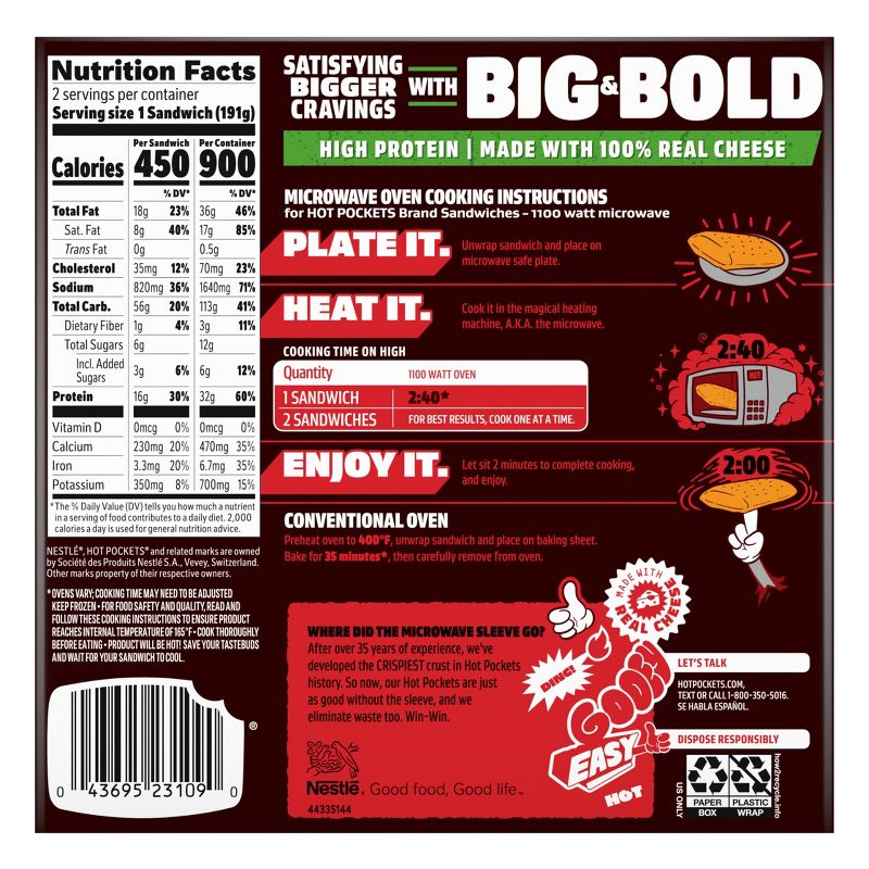 Hot Pockets Frozen Big &#38; Bold Chicken Bacon Ranch - 13.5oz, 2 of 6