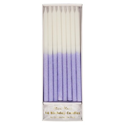 Meri Meri - Lilac Glitter Dipped Candles - Cake Candles - 16ct