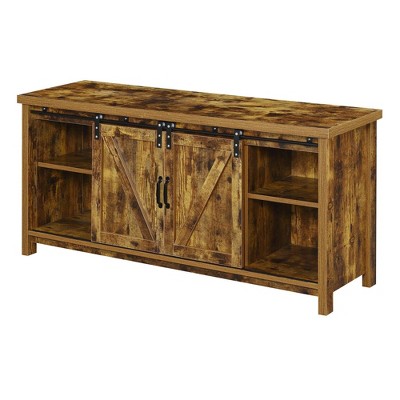 Blake Barn Door TV Stand for TVs up to 55" with Shelves and Sliding Cabinets Barnwood - Breighton Home