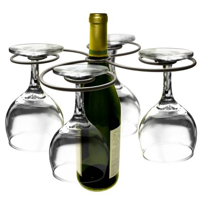 Epicureanist Swirl Wine Bottle and 4 Glass Holder