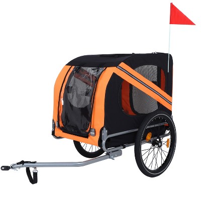 Aukfa Folding Dog Bike Trailer: 120LB All-Terrain Pet Carrier with Reinforced Steel Frame - Ideal for Cycling, Jogging, Camping & Outdoor Adventures