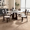 Dining Chairs Set of 2,Key-Design Home Chairs,Faux Leather Solid Wooden Dining Chairs Wth Round Cushion for Kitchen Dining Room-Cuddlewood - 2 of 4