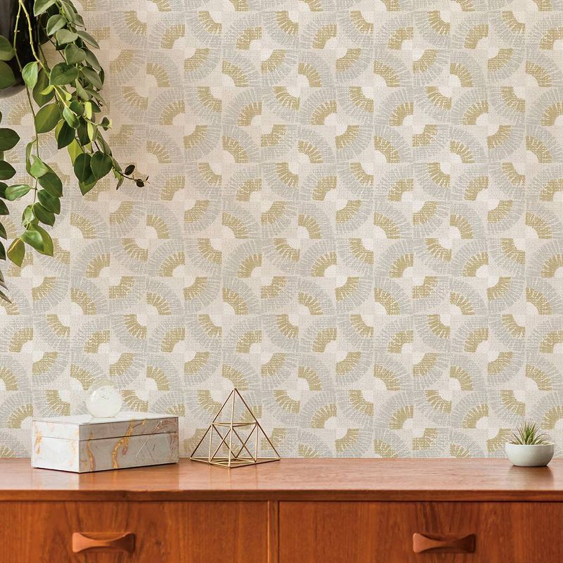Tempaper Grasscloth Fans Peel and Stick Wallpaper Canary Gold, 3 of 8