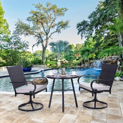3pc Patio Conversation Set with Swivel Chairs & Coffee Table - Captiva Designs