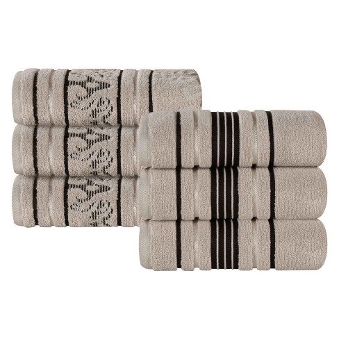 Blue Nile Mills 6 Piece Solid Decorative Cotton Towel Set - 2 Washcloth, 2  Hand Towel, 2 Bathroom Towel