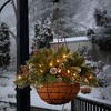 20" Pre-Lit Artificial Mountain Spruce Hanging Christmas Basket with Frosted Pine Cones and Berry Clusters White Lights - National Tree Company - 2 of 4