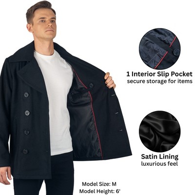 Мужские куртки Alpine Swiss Mason Mens Wool Blend Pea Coat Classic Double Breasted Winter Coat Warm Peacoat Jacket Professional Overcoat — фото 3