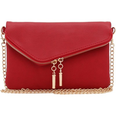 BEAFUP Envelope Wristlet Clutch Crossbody Bag with Detachable Chain Strap, Faux Leather Purse with Magnetic Snap Flap and Hardware