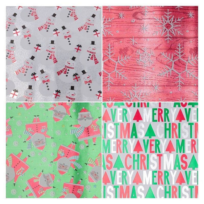 JAM Paper &#38; Envelope 4ct Christmas Gift Wrap Rolls &#39;HoHoHo Santa&#39; Red, 5 of 6