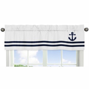 Sweet Jojo Designs Window Valance Treatment 54in. Anchors Away White and Blue - 1 of 3