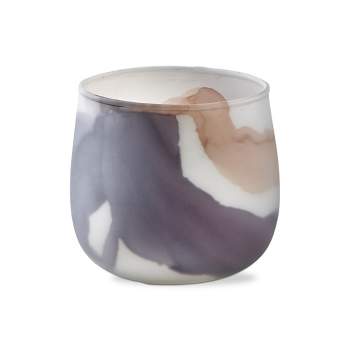 TAG Marble Print Purple White Matte Finish Tealight Candle Holder, 2.75L x 2.75W x 2.75H inches
