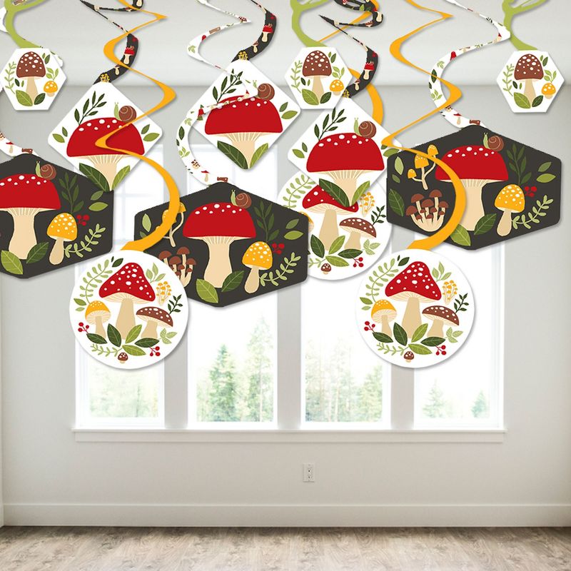 Big Dot of Happiness Wild Mushrooms - Red Toadstool Party Hanging Decor - Party Decoration Swirls - Set of 40, 3 of 8