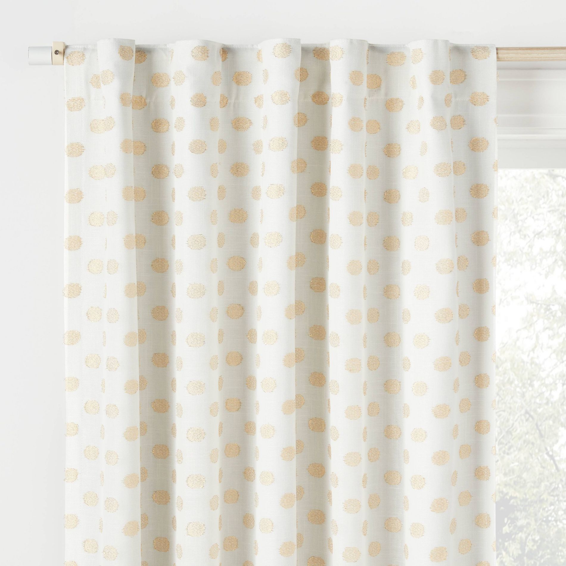 42"W x 84"L Clipped Dotted Kids' Blackout Window Curtain Panel Metallic Gold - Pillowfort™