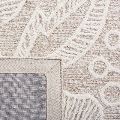 Handmade Floral Tufted Wool Rug - Natural/Ivory, 4' x 6'