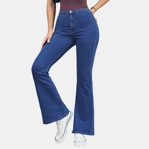 Allegra K Women's Bell Bottom High Rise Stretchy Retro Flared Denim Jeans  Pants : Target