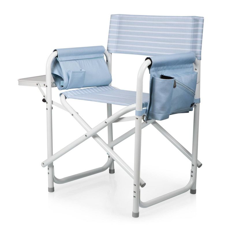 Picnic Time Outdoor Directors Chair - Mod Denim Stripes, 1 of 20