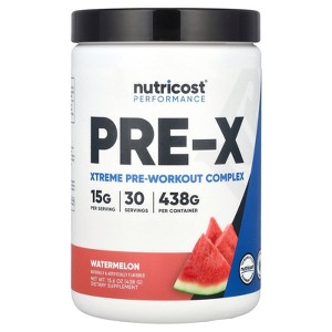 Nutricost Performance, PRE-X, Xtreme Pre-Workout Complex, Watermelon, 15.6 oz (438 g) - 1 of 2