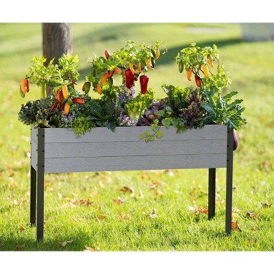 Gray Spruce and Steel Elevated Outdoor Planter Box
