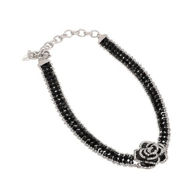 SOHI Women's Onyx Black Rosa Choker Necklace