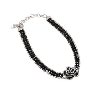 SOHI Women's Onyx Black Rosa Choker Necklace - 1 of 4