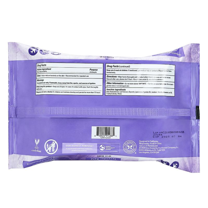 The Honest Company Alcohol Hand Sanitizing Wipes - Lavender Field - (Select Count), 4 of 6
