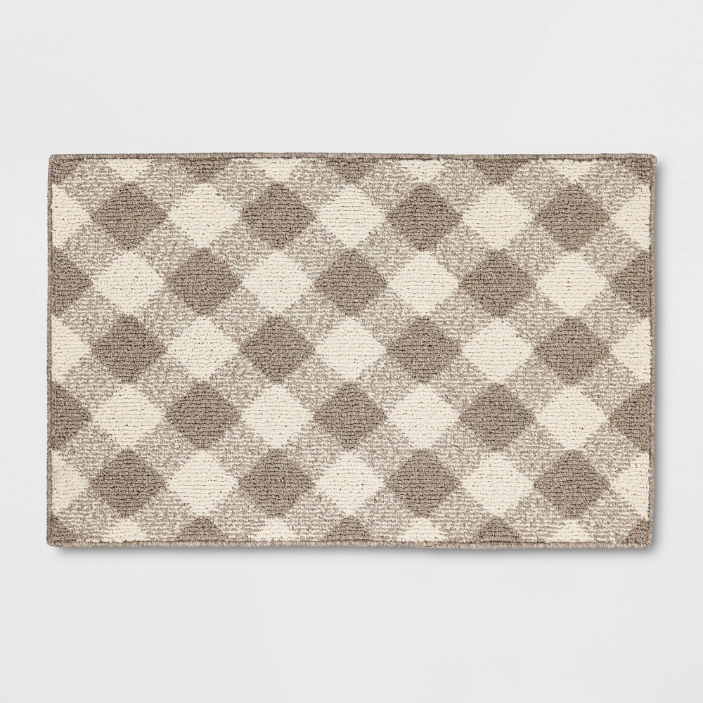 Photos - Area Rug 2'x3' Gingham Washable Accent Rug Heathered Gray/Ivory - Threshold™