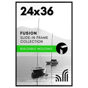 Americanflat 24x36 Poster Frame with Polished Front Cover - Slide-In Photo Frame with Buildable Molding - Fusion Collection - Black - 1 of 4