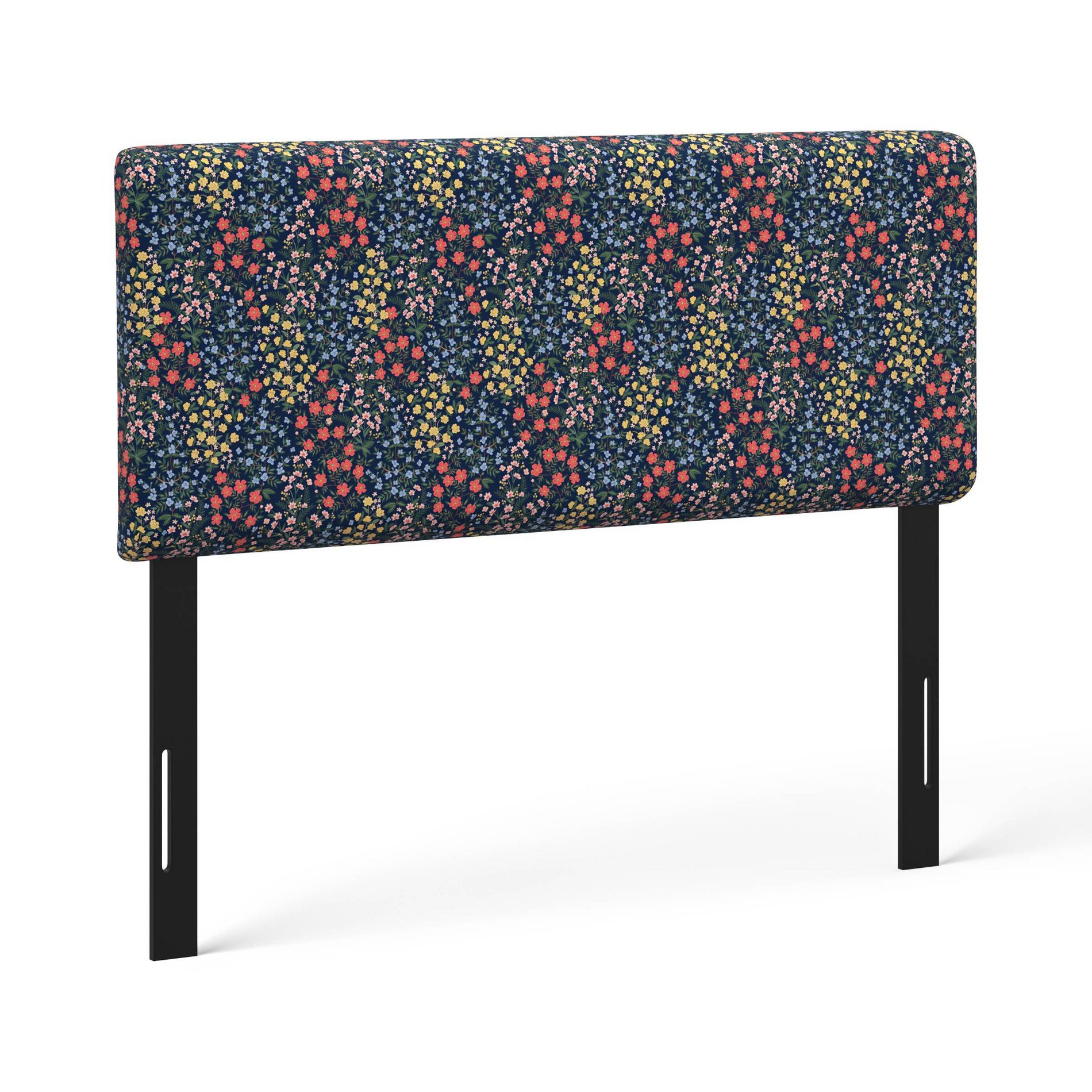 Rifle Paper Co. x Target Cal King Mayfair Upholstered Headboard Black: Floral Design, Pine Frame