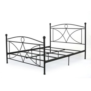 Queen Delphine Classical Iron Bed Frame Matte Black - Christopher Knight Home