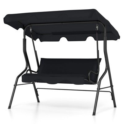Tangkula 3-Seats Outdoor Glider Hammock with Adjustable Waterproof Canopy Aluminum Frame Patio Swing Chair