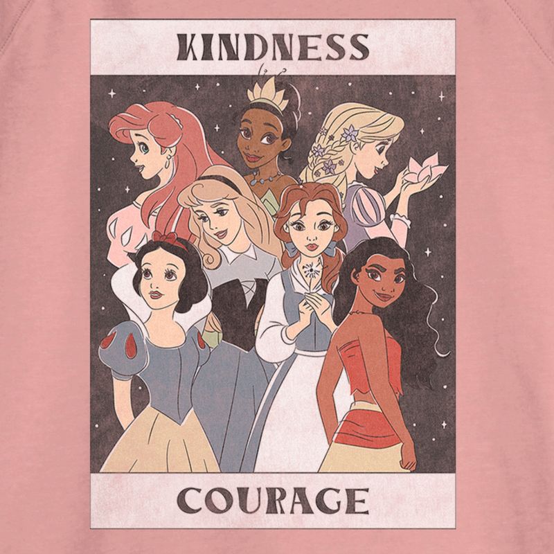 Juniors Womens Disney Princesses Kindness and Courage Poster Sweatshirt, 2 of 4
