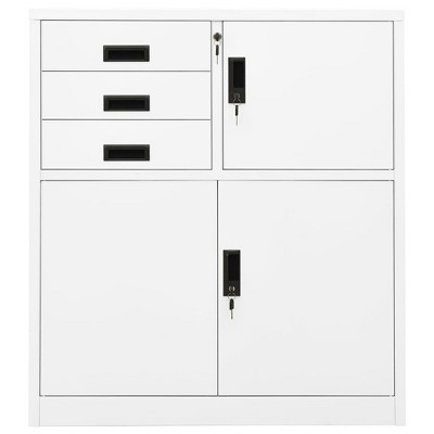 vidaXL Office Cabinet White Steel Medium Office Cabinet Rectangular