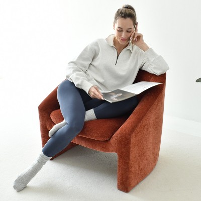 Kiki 32" Wide Contemporary Design Chenille Boasting Streamlined Silhouette Armrest Accent Barrel Chair-Maison Boucle