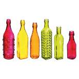 6pc 12" Colorful Glass Bottle Vases - Evergreen