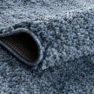 Blueberry Blue 8' x 10' Solid Shag Synthetic Area Rug