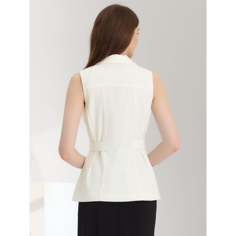 Allegra K Women's Office Elegant Notched Collar V-Neck Button-Down Sleeveless Vest, 3 of 7